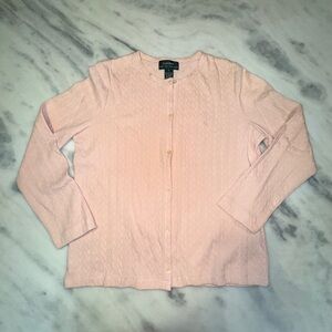 Vintage Lauren Ralph Lauren Small Pink Button Up Cardigan Sweater